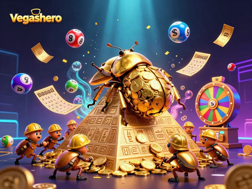 Experience thrilling games at vegashero casino with vibrant illustrations of lucky symbols and exciting action.